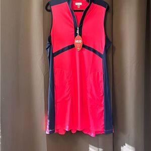 Greg Norman Collection Red and Navy Sleeveless Dress
